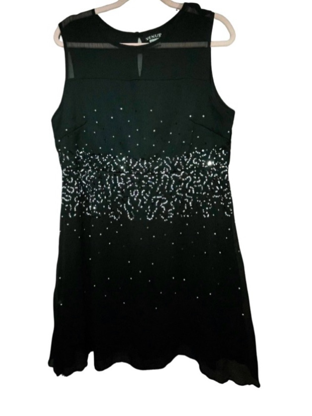 Venus Women’s Black Dress Sequins, lined, Summer Formal size 16 XL